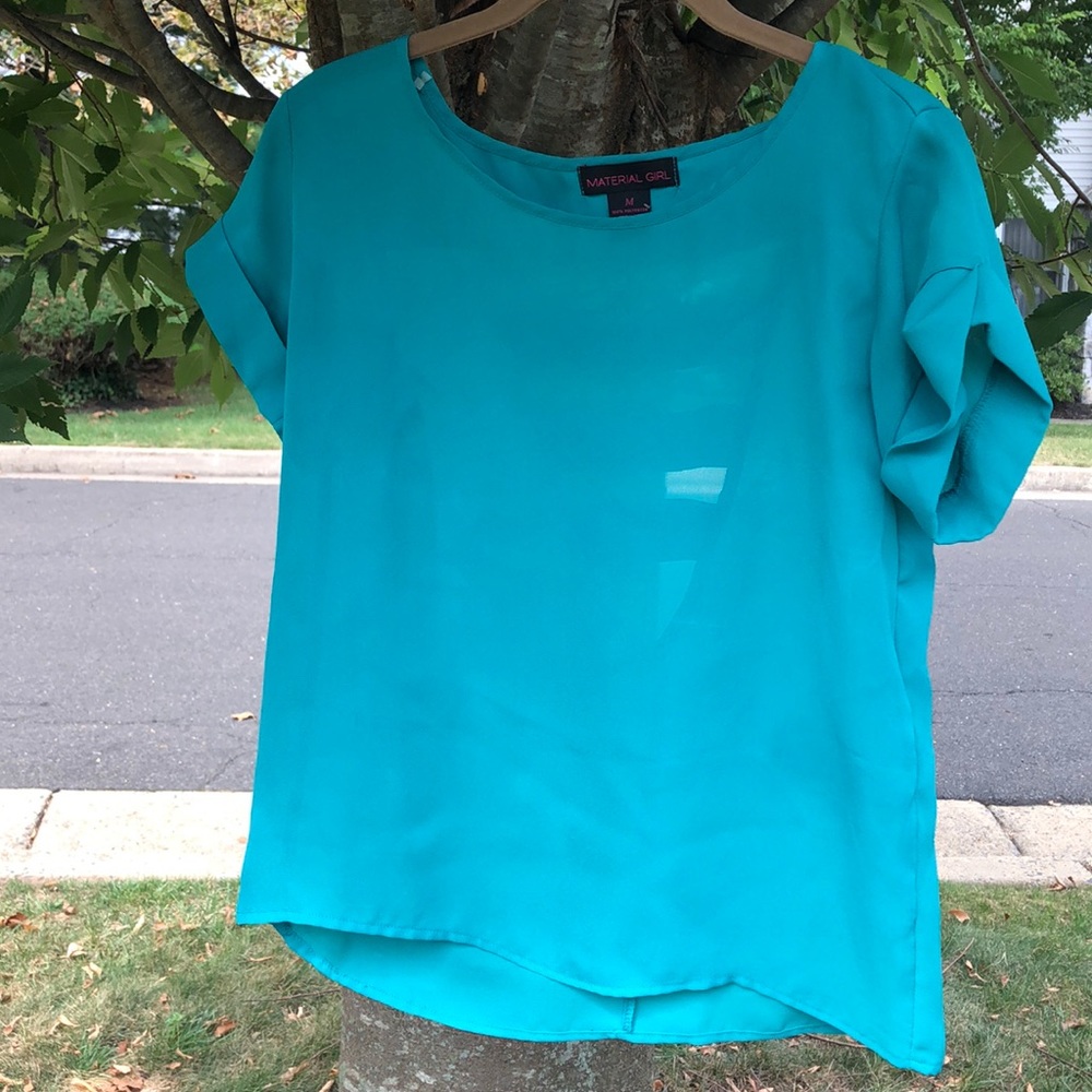 Material Girl Teal Cross Back Blouse